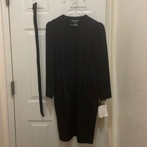 Debra Michaels NWT size 12long sleeve navy blue dress with belt; 100% polyester.